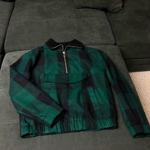 Fashion Nova Green and Black Flannel Jacket